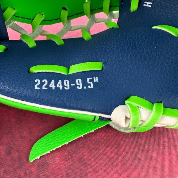 FRANKLIN MESHTEK GREEN & BLUE YOUTH BASEBALL/ T-BALL GLOVE # 22449, 9.5 iNCH, LH - Picture 4 of 10
